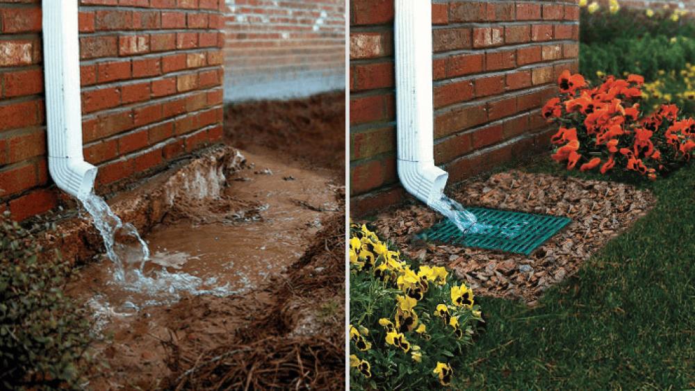 Before and After Downspout Solution